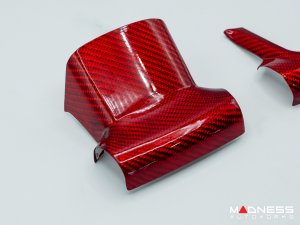 FIAT 500 Steering Wheel Trim Set - 2 pieces - Bottom Trim - Carbon Fiber Red Pearl Finish